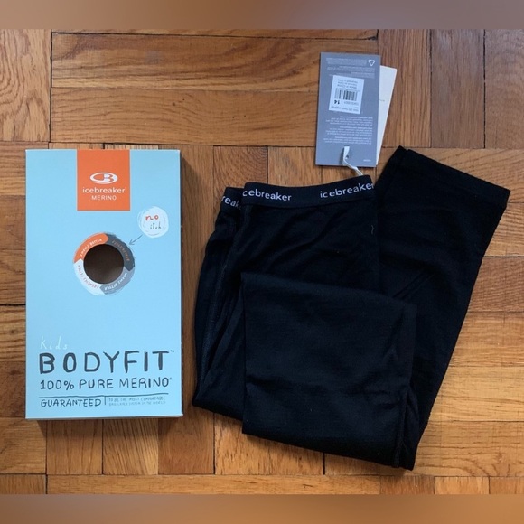 Icebreaker Kids' 100% Merino 200 Oasis Thermal Leggings Black - Picture 4 of 8